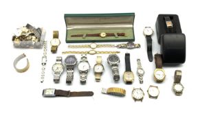 Collection of ladies and gents wristwatches and movements including mechanical Fero 15 jewels,