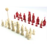 Late 19th Century Cantonese stained ivory part chess set,