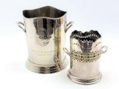 Plated two handled ice bucket inscribed Louis Roederer,