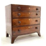 Small George III mahogany bow front chest of four long graduating drawers,