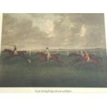 After John Sartorius - Horse racing print 'Lurcher beating Kitt Carr, printed in colours,