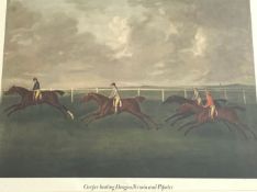 After John Sartorius - Horse racing print 'Lurcher beating Kitt Carr, printed in colours,