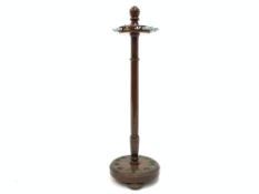 Early 20th century mahogany floor standing snooker/pool cue holder, turned column and base,