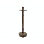 Early 20th century mahogany floor standing snooker/pool cue holder, turned column and base,