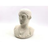 Plaster bust of a classical male head H38cm Condition Report & Further Details