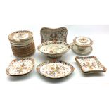 Wedgwood creamware dessert service decorated with flowers around a small central pagoda comprising