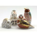 Royal Crown Derby 'Kingfisher', 'Squirrel' and 'Chaffinch' paperweights,