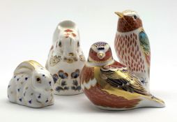 Royal Crown Derby 'Kingfisher', 'Squirrel' and 'Chaffinch' paperweights,