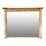 Regency giltwood over mantle mirror, inverted breakfront design,