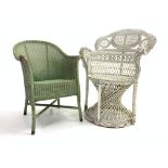 20th century white painted cane conservatory chair,