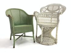 20th century white painted cane conservatory chair,