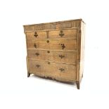 George III large oak chest, the mahogany banded frieze having two concealed drawers,