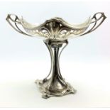 Early 20th Century Art Nouveau WMF plated centrepiece with pierced decoration and glass liner on a