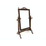 Victorian cheval mirror in mahogany frame, with candle sconces, on splay supports,