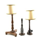 Mahogany table lamp adapted from a pole screen,