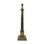 Brass Corinthian column table lamp with stepped square base H55cm excluding fitting