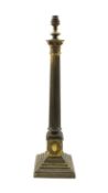 Brass Corinthian column table lamp with stepped square base H55cm excluding fitting