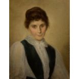Unsigned half length pastel portrait of a girl 45cm x 35cm