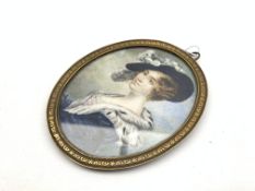 Miniature oval oil portrait of a lady,