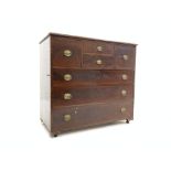 19th century mahogany chest of three long, two short and two deep drawers,