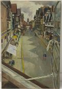 Steward Lowdon (b1932) 'Watergate Row Chester' oil on canvas signed and dated '74,