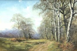 John Caesar Smith (b 1930) 'Buns and Birches' oil on canvas signed and dated '82 50cm x 74cm.