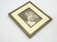 Continental miniature portrait of a lady in ivorine frame,