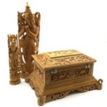 Indian Sandalwood Carved box, H22cm, W42cm,