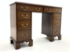 Late 19th century mahogany knee hole writing desk,