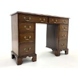 Late 19th century mahogany knee hole writing desk,