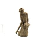 Doulton 'Reflections of Childhood' terracotta figure of a young girl seated on a rock,
