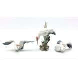 Three Lladro models of storks, numbered '1598', '16007' and '1613',