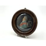 19th Century Wax portrait inscribed on the reverse 'George III' in circular frame D15cm overall