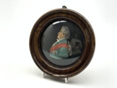 19th Century Wax portrait inscribed on the reverse 'George III' in circular frame D15cm overall