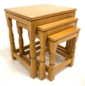 Horace 'Knightman' Knight Yorkshire oak nest of three tables,