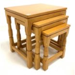 Horace 'Knightman' Knight Yorkshire oak nest of three tables,