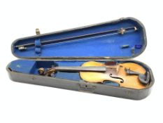 Early 20th Century violin with one piece back, scroll neck, length of back 37cm,