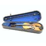 Early 20th Century violin with one piece back, scroll neck, length of back 37cm,