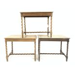 Three 20th century oak side tables,