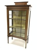 Edwardian mahogany display cabinet, raised shaped back above frieze inlaid with satinwood banding,