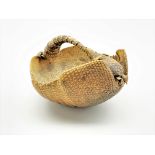 Taxidermy 19th century seven banded armadillo shell (dasypus septemcinctus) adapted as a basket,