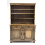 Early 20th century carved medium oak dresser,