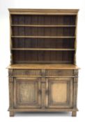 Early 20th century carved medium oak dresser,