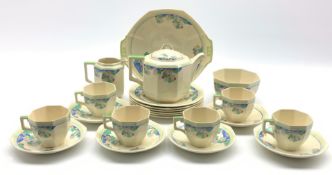 Royal Doulton Art Deco Wynn pattern tea service for six persons, D.5501 Rd No.