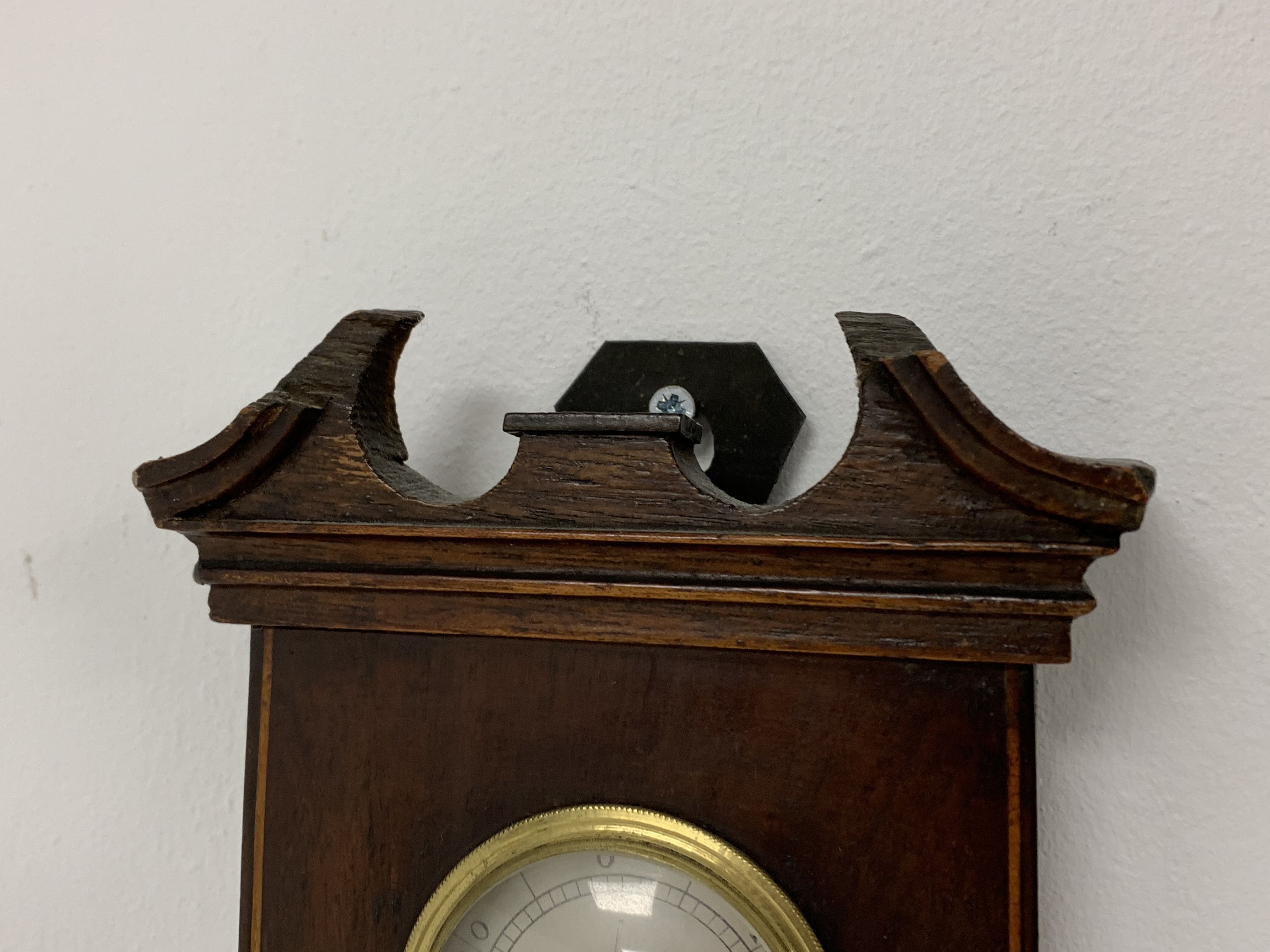 19th century mahogany cased barometer, broken arch pediment, - Image 3 of 3