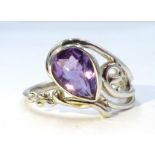 Silver amethyst ring stamped 925 Condition Report & Further Details <a