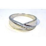 White gold diamond contemporary crossover ring,