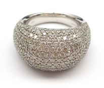 18ct white gold diamond bomb ring, stamped 18K 750, diamond total weight 4.