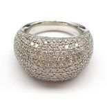 18ct white gold diamond bomb ring, stamped 18K 750, diamond total weight 4.