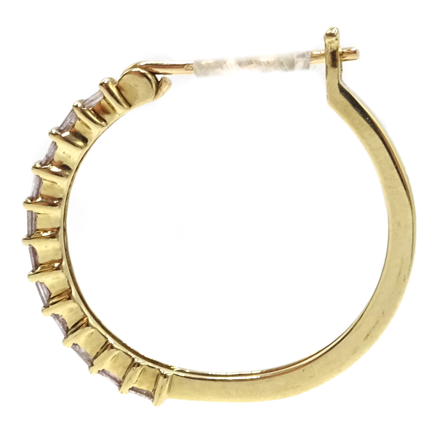 Pair of 9ct gold diamond set hoop earrings, - Image 2 of 3